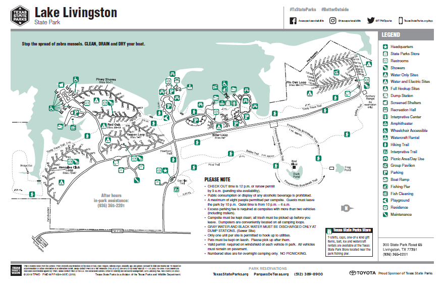 Lake Livingston State Park Map 5558